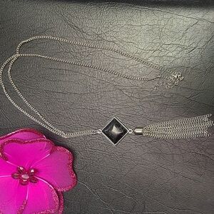 Toni black tassled necklace